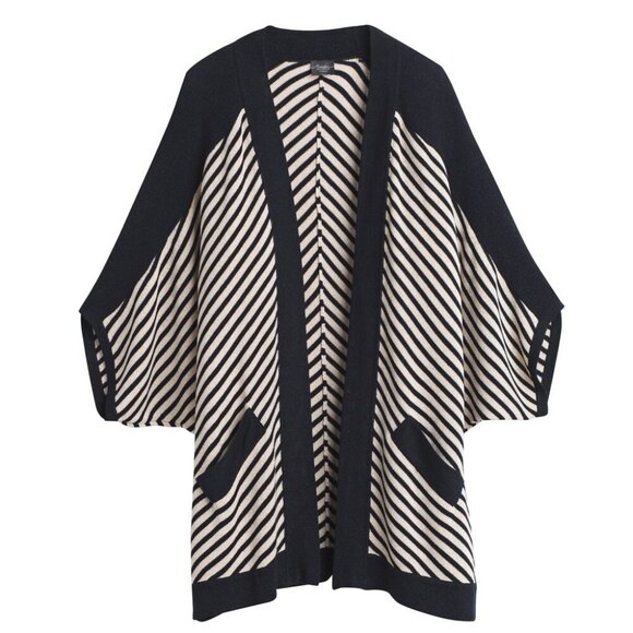 Chico's Travelers Collection Striped Cardigan Sweater Dolman Kimono Open Front L - Picture 3 of 16